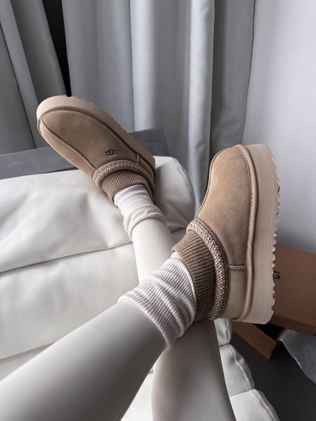 UGG Australia США Tasman Platform Sock Beige Уггі тасман платформа бежеві замшеві Австралія - Розмір 35 (US 4) 2110100674 фото