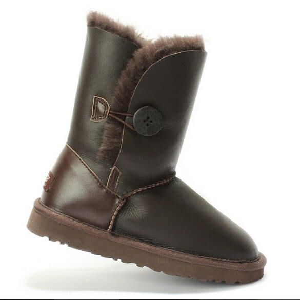 UGG Australia США Leather Short Button Уггі Шоколадні короткі шкіряні натуральні Угг Австралія - Розмір 35 (US 4) 2110657 фото