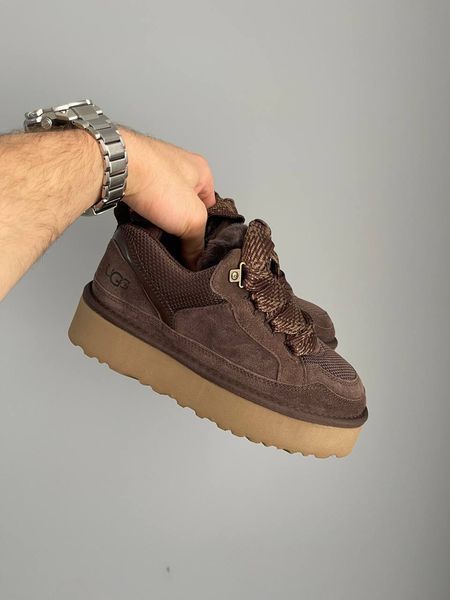 UGG Australia Classic Lowmel Sneaker Platform Chocolate Кросівки з хутром на платформі шоколадні уггі замш цільна овчина Угг Австралія - Розмір 35 (US 4) 2110100577 фото