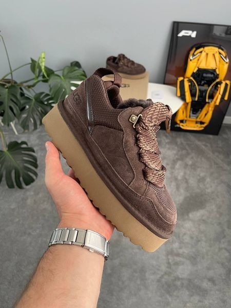 UGG Australia Classic Lowmel Sneaker Platform Chocolate Кросівки з хутром на платформі шоколадні уггі замш цільна овчина Угг Австралія - Розмір 35 (US 4) 2110100577 фото