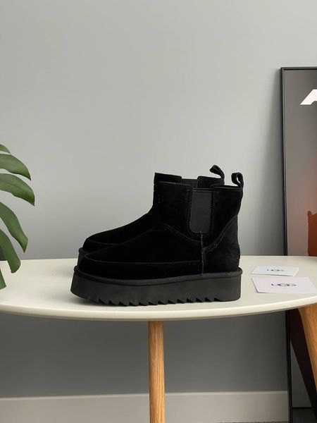 UGG Australia Classic Chelsea Platform Tractor Black угг з хутром міні чорні на платформі замш цільна овчина Угг Австралія - Розмір 35 (US 4) 2110100829 фото