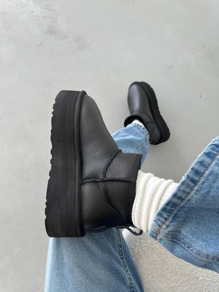 Ugg Australia США Classic Ultra Mini Platform Black Leather Уггі ультра міні платформа шкіряні чорні УГГ Австралія - Розмір 35 (US 4) 211155169 фото