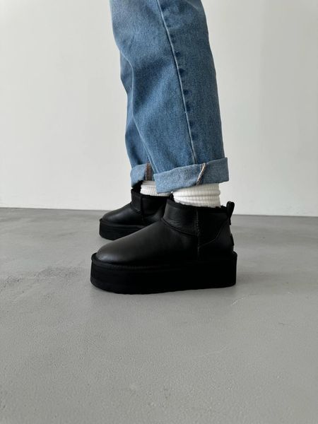 Ugg Australia США Classic Ultra Mini Platform Black Leather Уггі ультра міні платформа шкіряні чорні УГГ Австралія - Розмір 35 (US 4) 211155169 фото
