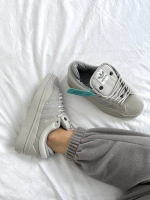 США Adidas Campus xx BAD BUNNY Light Grey жіночі, чоловічі шкіряні якісні кросівки Адідас Кампус світло сірі - Розмір 36 (US 5) 11167509 фото