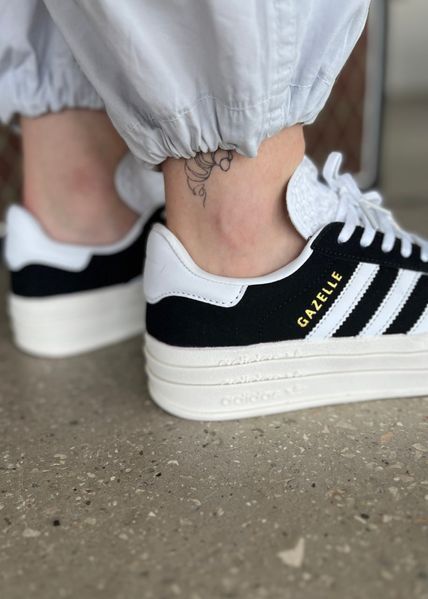 США Adidas Gazelle Bold Black/White Platform жіночі шкіряні якісні кросівки Адідас Газель Платформа білі чорні 0320 - Розмір 36 (US 5) 11168009 фото