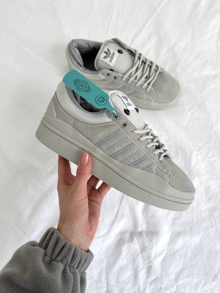 США Adidas Campus xx BAD BUNNY Light Grey жіночі, чоловічі шкіряні якісні кросівки Адідас Кампус світло сірі - Розмір 36 (US 5) 11167509 фото