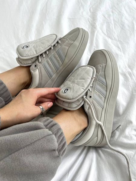 США Adidas Campus xx BAD BUNNY Light Grey жіночі, чоловічі шкіряні якісні кросівки Адідас Кампус світло сірі - Розмір 36 (US 5) 11167509 фото