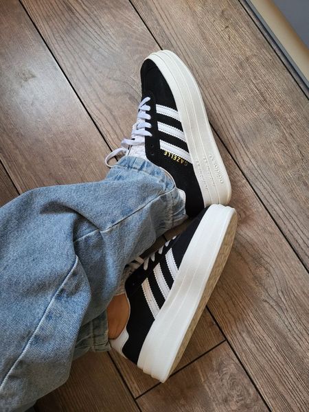 США Adidas Gazelle Bold Black/White Platform жіночі шкіряні якісні кросівки Адідас Газель Платформа білі чорні 0320 - Розмір 36 (US 5) 11168009 фото