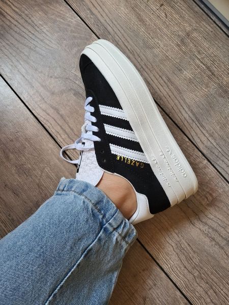 США Adidas Gazelle Bold Black/White Platform жіночі шкіряні якісні кросівки Адідас Газель Платформа білі чорні 0320 - Розмір 36 (US 5) 11168009 фото