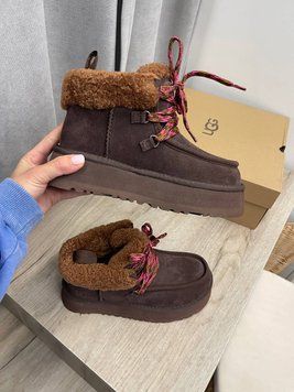 UGG Australia Classic Lowmel Funkarra Platform Chocolate Кросівки з хутром високі шоколадні уггі замш цільна овчина Угг Австралія - Розмір 35 (US 4) 2110100785 фото