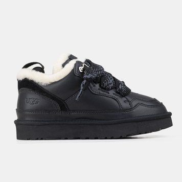 UGG Australia США Slipper Lowmel Sneaker Leather Black Уггі кросівки з хутром чорні шкіряні Австралія - Розмір 35 (US 4) 1016222844 фото