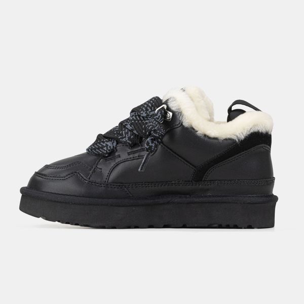 UGG Australia США Slipper Lowmel Sneaker Leather Black Уггі кросівки з хутром чорні шкіряні Австралія - Розмір 35 (US 4) 1016222844 фото