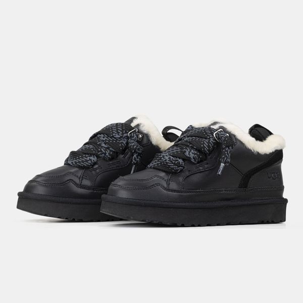 UGG Australia США Slipper Lowmel Sneaker Leather Black Уггі кросівки з хутром чорні шкіряні Австралія - Розмір 35 (US 4) 1016222844 фото