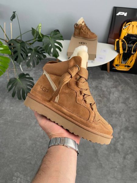 UGG Australia Classic Lowmel Sneaker High Chestnut Кросівки з хутром високі руді рижі уггі замш цільна овчина Угг Австралія - Розмір 35 (US 4) 2110100588 фото
