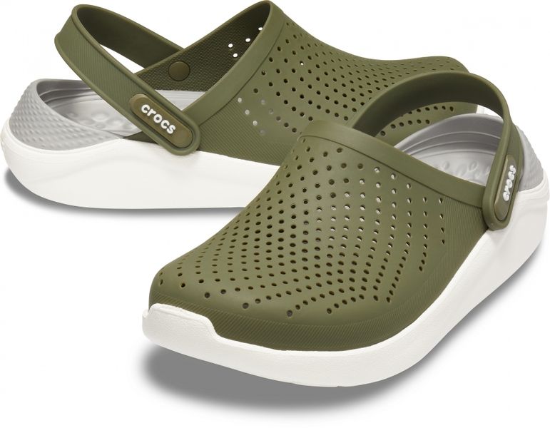 Crocs Оригінал LiteRide™ Clog Army Зелені / Білі Чоловічі та Жіночі Крокс США (204592) - 36 (Стопа 22.5-23.2см) M4/W6 99941 фото