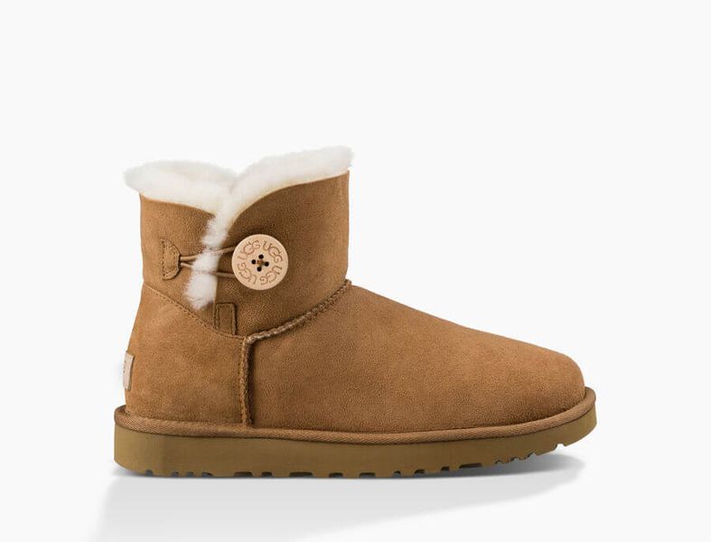 UGG Australia США Mini Bailey Button II Рыжий цільна овчина мини Угг Австралия - Розмір 35 (US 4) 2110265 фото