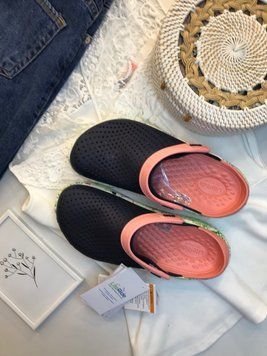 Crocs Оригінал LiteRide &trade; Clog pink / black Кольорова підошва Жіночі персиково чорні Крокс США (204592-4) - 36 (Стопа 22.5-23.2см) M4/W6 103192 фото