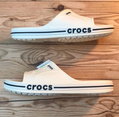 Crocs Оригінал Bayaband™ Slide White білі напис Чоловічі Жіночі Сабо Шльопанці Крокс Оригінал США (205393-13) - 36 (Стопа 22.5-23.2см) M4/W6 105436 фото