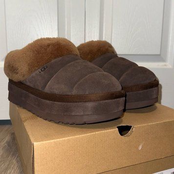 UGG Australia США Slipper Tazzlita Hardwood Уггі з хутром на платформі шоколадні замшеві Австралія - Розмір 35 (US 4) 2110100945 фото