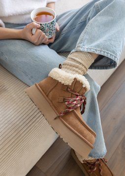 UGG Australia Classic Lowmel Funkarra Platform Chestnut Кросівки з хутром високі руді уггі замш цільна овчина Угг Австралія - Розмір 35 (US 4) 2110100796 фото