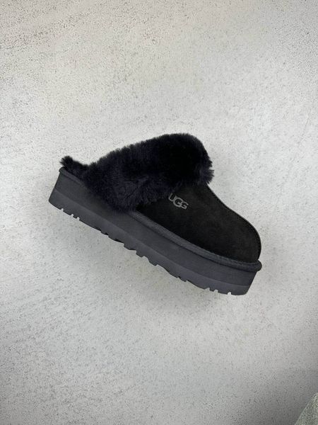 UGG Australia США Disquette Platform Slippers Black Clog Уггі шльопки з хутром на платформі чорні замшеві Австралія - Розмір 35 (US 4) 2110100897 фото