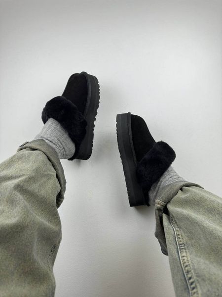UGG Australia США Disquette Platform Slippers Black Clog Уггі шльопки з хутром на платформі чорні замшеві Австралія - Розмір 35 (US 4) 2110100897 фото