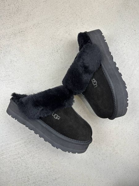 UGG Australia США Disquette Platform Slippers Black Clog Уггі шльопки з хутром на платформі чорні замшеві Австралія - Розмір 35 (US 4) 2110100897 фото