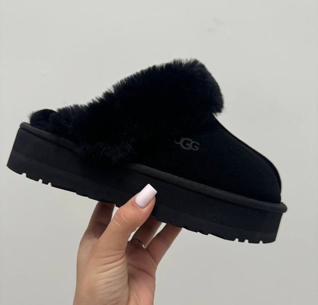 UGG Australia США Disquette Platform Slippers Black Clog Уггі шльопки з хутром на платформі чорні замшеві Австралія - Розмір 35 (US 4) 2110100897 фото
