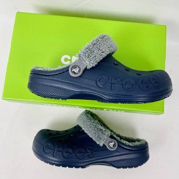 Crocs Оригінал Classic Baya Lined Fuzz-Strap navy/grey Сині/Сірі Крокс США (206772) - 36 (Стопа 22.5-23.2см) M4/W6 112605 фото